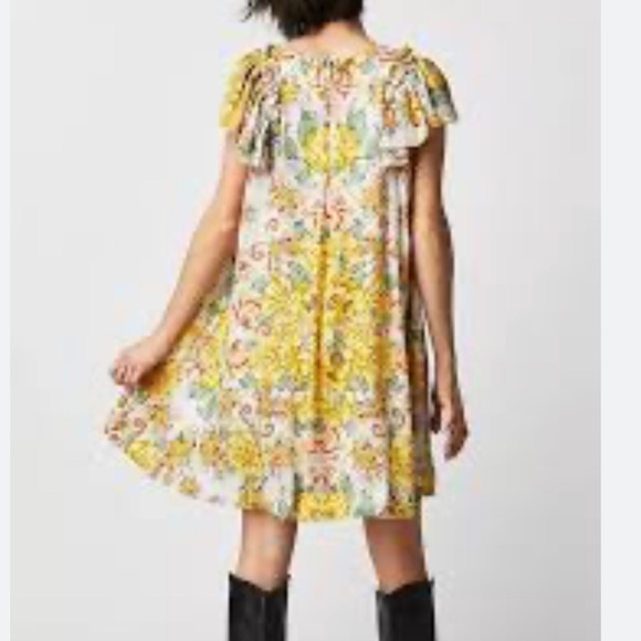 Free People Yara Golden Floral Mini Dress NWT Size S - Picture 2 of 8